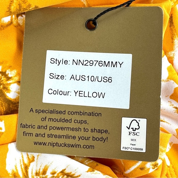 NipTuck Swim One Pice Swimsuit Yellow Floral Size 6 - Picture 5 of 11